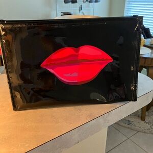 Macy’s Black Cosmetic Bag with Red Lips Design. Kiss!